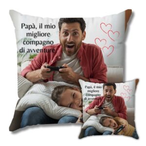 Cuscino personalizzato fronte e retro con foto e scritta